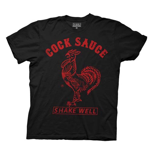 Sriracha Cock Sauce Shake Well Black T-Shirt